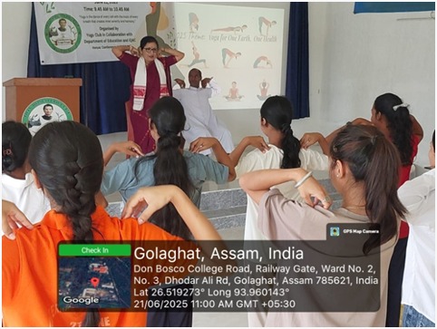Celebration of International Yoga Day at Don Bosco College Golaghat 